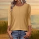 thumbnail image 5 of Camiseta de Cuello Redondo de Manga 3/4 de Color Sólido Casual con Poliéster Suave, Top de Primavera de Moda para el Uso Diario en Casa O en el Trabajo, 5 of 7