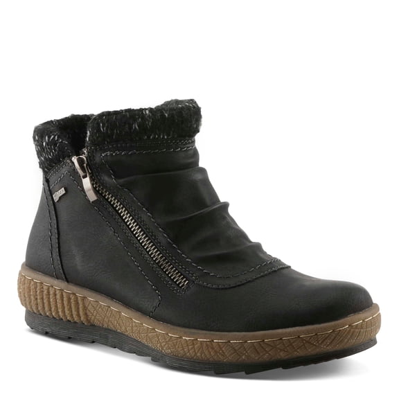Spring Step Relife Cleora Women's Water - Resistant Synthetic Leather Ankle Booties with Dual Full - Length Zippers, Faux Shearling Lined
