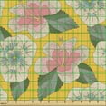 thumbnail image 2 of Tropical Fabric by the Yard, Exotic Hand Drawn Hibiscus Flowers Sketch Thriving Plants on Grid Squares Backdrop, Upholstery Fabric for Dining Chairs Home Decor Accents, Multicolor by Ambesonne, 2 of 5