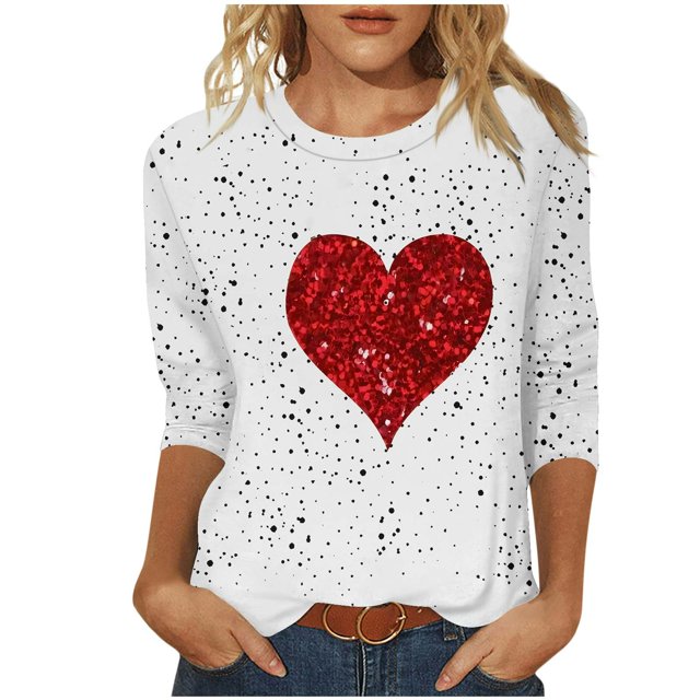 QTOCIO 3/4 Hauts à Manches pour Femmes, Hauts d'Été à Manches 3/4 pour Femmes, T-Shirt Décontracté Mode Féminine Imprimé Vert pour la Saint-Patrick Col Rond T-Shirt Ample