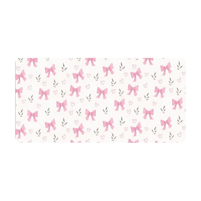 Baziabbo Pink Big Desk Mat,XXL Extended Large Mouse Pad,Gaming Mousepad with Stitched Edge,Non-Slip Rubber Base Keyboard Desk Pad for Home Office Study Game,Girls and Women(Bowknot)