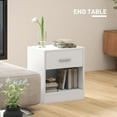 thumbnail image 6 of CZMDZH Modern Side Table, Accent Table with Drawer and Storage Shelf, End Table for Living Room, White Wood Grain, 6 of 9