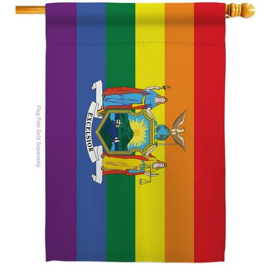 Americana Home & Garden H148681-BO New York Pride Support 28 x 40 in. Double-Sided Decorative Horizontal House Flags for Decoration Banner Garden Yard Gift