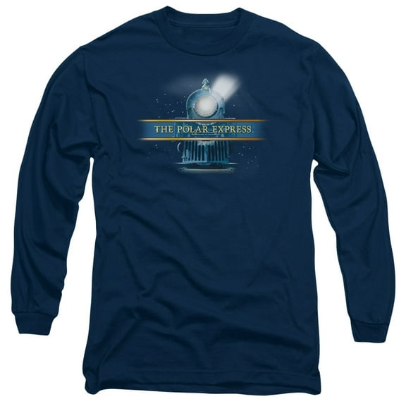 Trevco Sportswear WBM375-AL-3 Polar Express Train Logo Adult Long Sleeve T-Shirt, Navy - Large