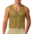 thumbnail image 2 of VSSSJ Men's Crochet Tank Tops Hollow Out Loose Knit Summer Sleeveless Tops Crew Neck Casual Vacation Beach See Through T Shirts Yellow Free Size, 2 of 5