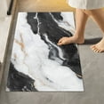 thumbnail image 6 of Toilet Rug Set Non-Slip Bathroom Rugs Soft Plush Machine Washable Contour Bath Mat White Black Marble Texture 24x20/24x16, 6 of 9