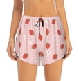 thumbnail image 4 of Lsque Hand Drawn Strawberry Printed Women's Running Shorts with Liner Pockets,Elastic Quick Dry Workout Athletic Gym Yoga Shorts,Womens High Waist Shorts-XX-Large, 4 of 9
