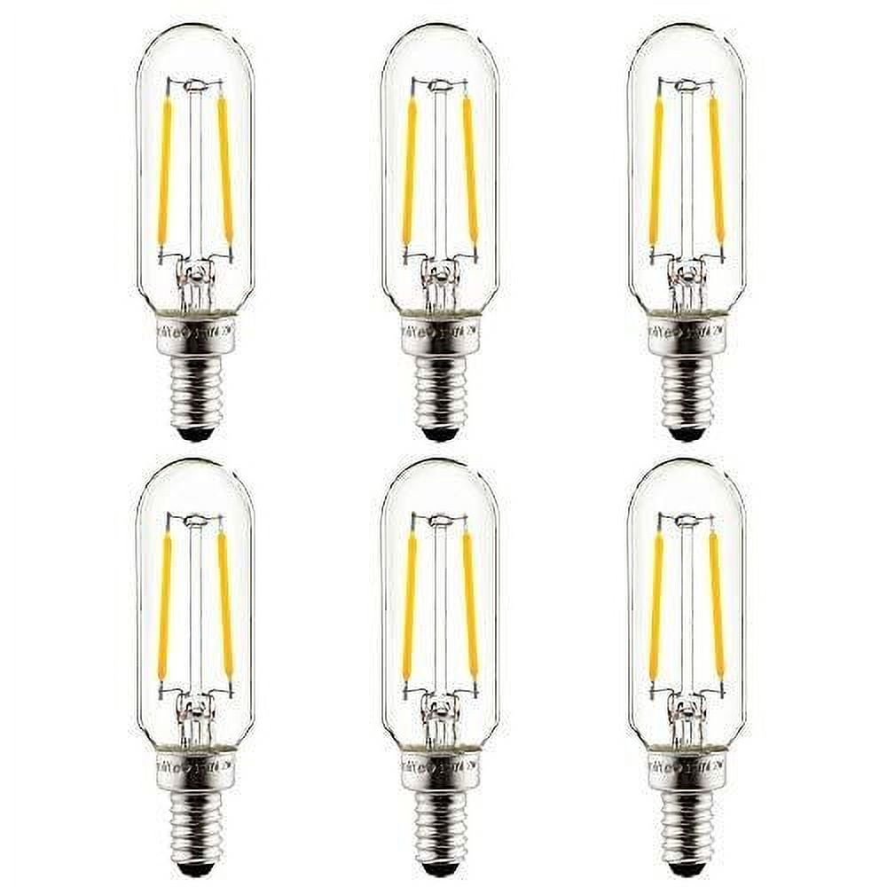 Sunlite LED Filament T8 Tubular Light Bulb, 2 Watts (25W Equivalent), Candelabra E12 Base, Dimmable, Clear, UL Listed, 2200K Amber, 6-Pack