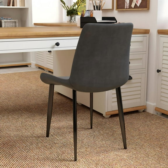 Modern Set of 4 Faux Leather Dining Chairs Metal Legs Comfort Cushions Versatile Use