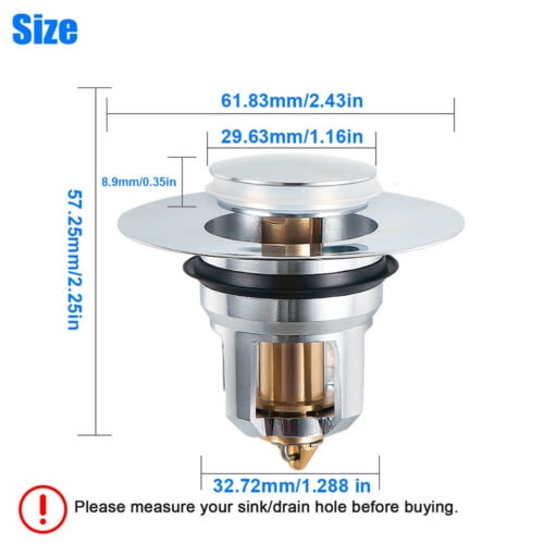 Stainless Steel Bounce Core Push-Type Converter Drain Filter Bathroom Quality 