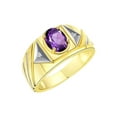 thumbnail image 6 of RYLOS Men's Rings 14K Yellow Gold Ring Classic Designer Style 8X6MM Oval Gemstone & Diamond Ring Amethyst Birthstone Rings For Men Size 8, 6 of 7