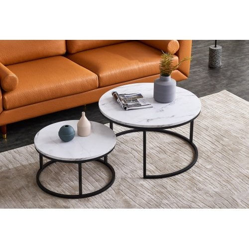 SogesHome Set of 2 Nesting Table Side Table Sofa Table Small Coffee Table for Home Office Use End Table NSDCA-GCBZ1002