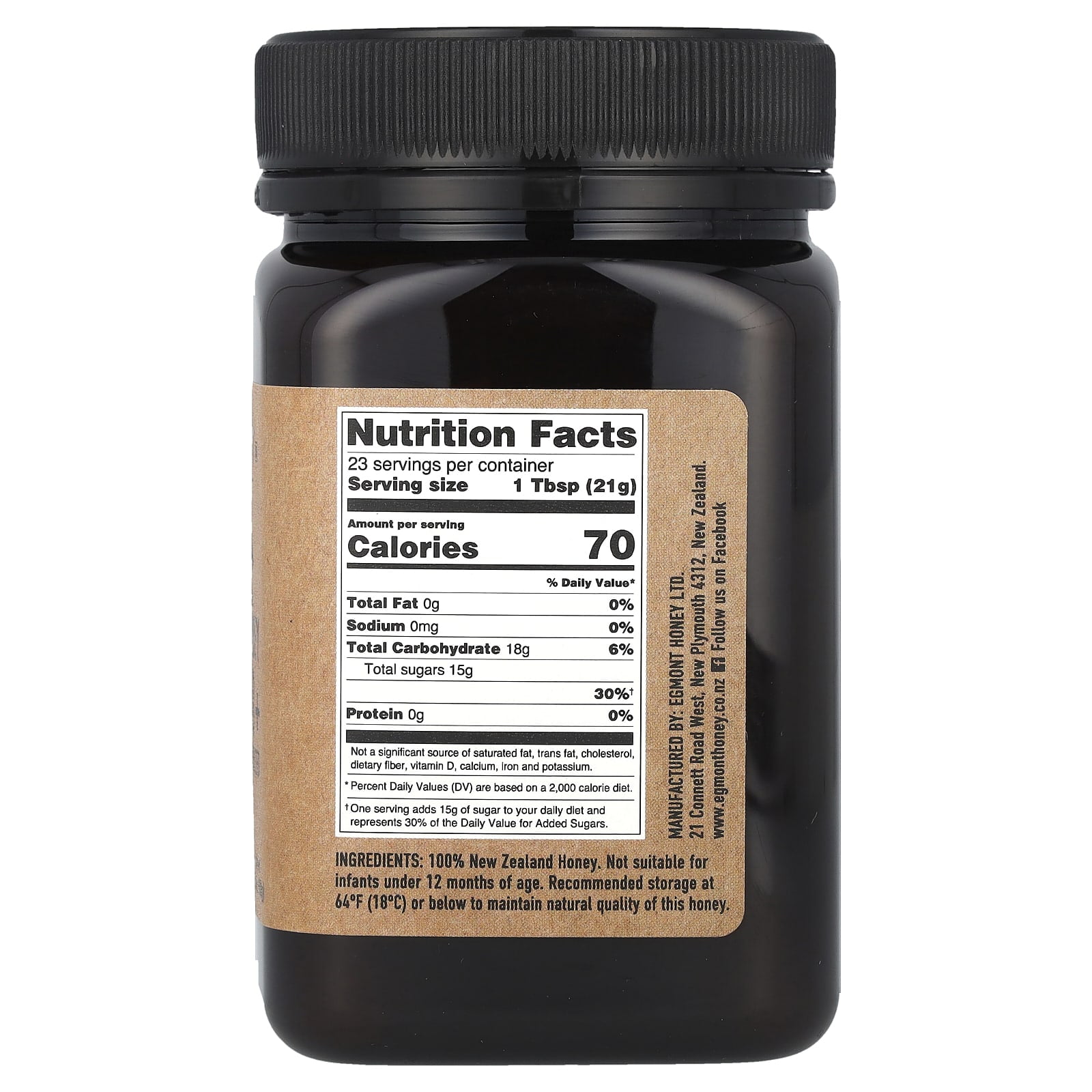 Egmont Honey, Multifloral Manuka Honey, Raw And Unpasteurized, MGO 50+, 17.6 oz (500 g) Pack of 2
