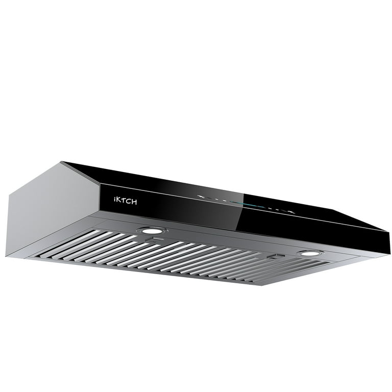 Iktch 36 Under Cabinet Range Hoods 900 Cfm Ducted Vent Hood With 4 Sd Fan Black Stainless Steel Tempered Glass Inch Gesture Sensing Touch Control Com