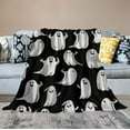 thumbnail image 2 of HENGT  Halloween Ghost Throw Blanket Funny Boo Spooky Black and White Halloween Theme Throw Blanket Cozy Soft Lightweight Flannel Plush Blankets for Bed Couch Living Room Sofa Chair, 2 of 6