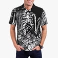 thumbnail image 2 of Salouo Gothic Skull Floral Art for Men's Short Sleeve Polo Shirts,Polo Shirts for Men Performance Short Sleeve Golf Shirt Athletic Casual Collared T-Shirt-4X-Large, 2 of 8