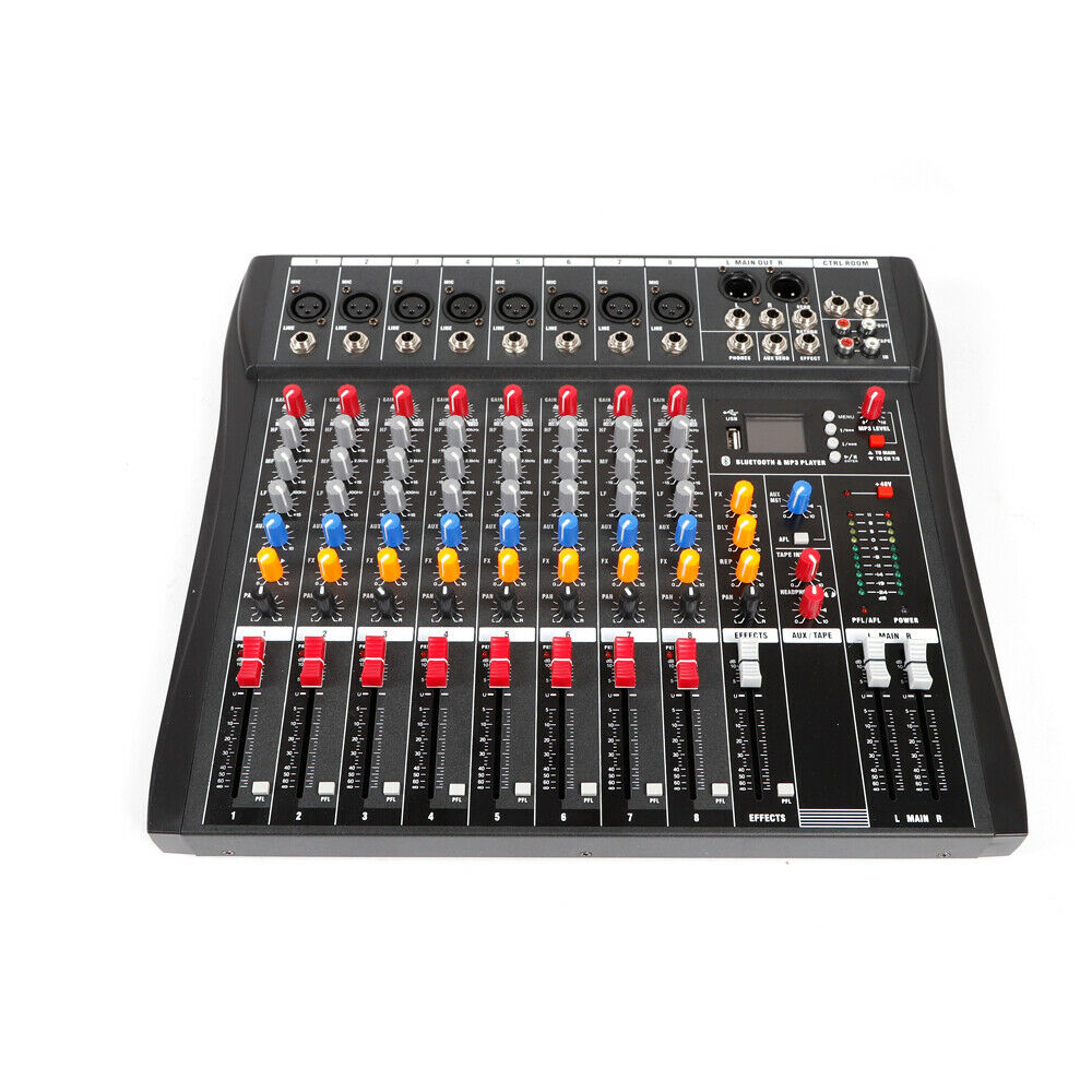 8-Channel Bluetooth Mixing Console Studio Audio Mixer Power Mixing Amplifier