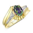 thumbnail image 6 of RYLOS Rings for Women 14K Gold Plated Silver Swirl Z Ring 7X5MM Oval Gemstone &  Diamond Rings June Alexandrite Jewelry Size 9, 6 of 7