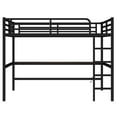 thumbnail image 7 of Queen Loft Bed with Power Outlet & LED Lights, Metal Space-Saving Loft Bed with Desk for Teens & Adults, Black, 7 of 7