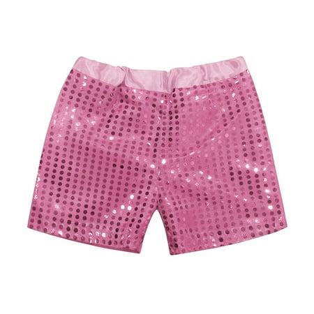 JAJAHO Kids Boys Girls Sparkly Sequins Shorts Teens Toddlers Elastic Waist Party Shorts Carnival Prom Clothings For 2-14 Years