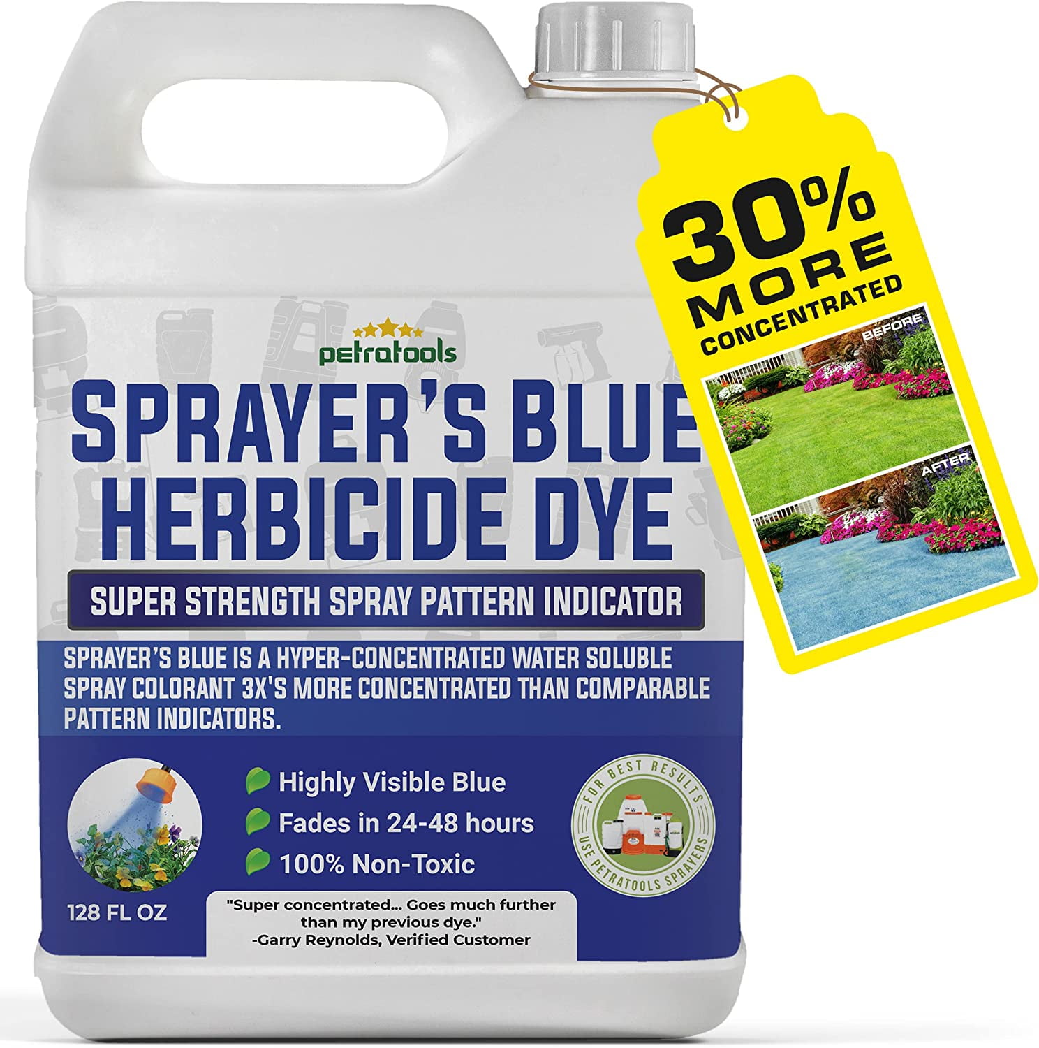 PetraTools Blue Herbicide Lawn Dye, Super Strength Concentrate 1 Gallon