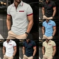 thumbnail image 4 of Lefu Mens Short Sleeve Tops Lapel Buttons V-Neck Slim Pullover Muscle Fitness Blouse, 4 of 8