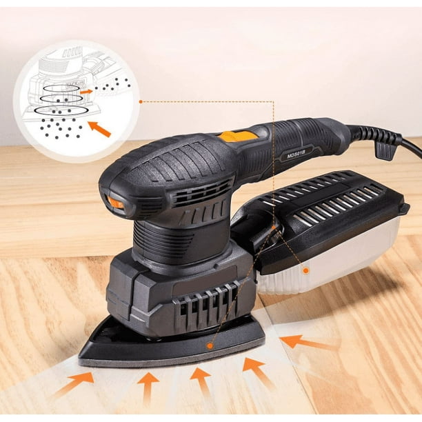 TACKLIFE MDS01B Orbital Sander 3 In 1 Electric Sander With 15 Pcs Sandpapers 6 Variable Speeds Grinding Machine For Woodworking