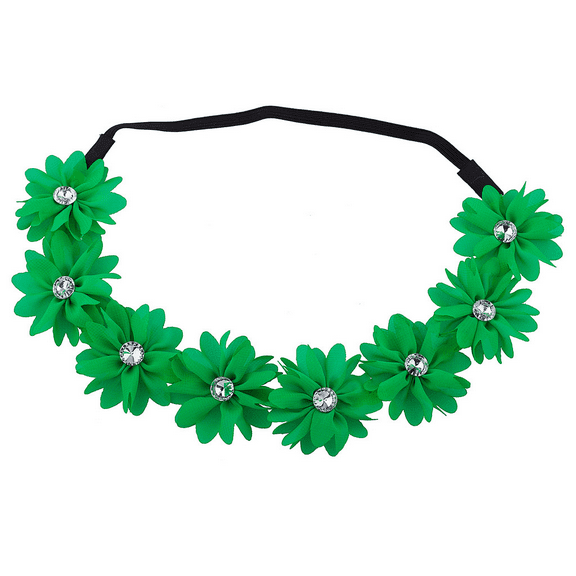 Lux Accessories Green Flower Floral Chiffon Headband