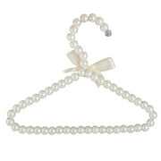 Strong Metal Clothes, Baby Children Kids Coat Garment Pants Bar Hangers Covered With Artificial Pearl Beads White