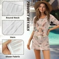 thumbnail image 5 of FKELYI Pink Floral Bunny Rabbit Print Women's Beach Cover Up Half Sleeve Swimsuit Cover-Up Chiffon Fabric Cover Ups Beachwear Dress with Roun Neck for Lady Summer Vacation, XS, 5 of 6