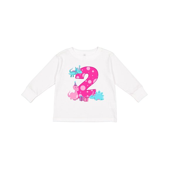 Inktastic Dinosaur Party-second Birthday Girls Long Sleeve Toddler T-Shirt