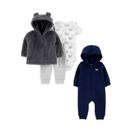 Carter's Child of Mine Baby Boy, Jumpsuit and Cardigan Set, 4-Piece, Sizes 0/3-24M