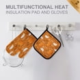 thumbnail image 3 of Heat-Resistant Reversible Oven Mitts and Pot Holders Set Double-Sided Insulated Gloves Kitchen Home Supplies Fun Orange Halloween Pattern, 3 of 5