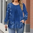 thumbnail image 2 of QQAMB Shirts for Women Plus Size Fall Dressy Casual Blouses Trendy Pleated Floral Printed Long Sleeve Tunic Tops, 2 of 6