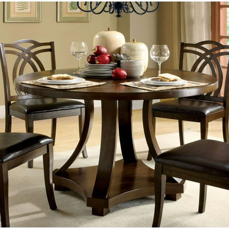 Transitional Round Dining Table, Dark Walnut Brown - Walmart.com