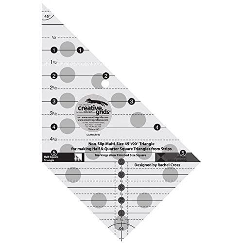 45 degree and 90 degree triangle quilting ruler template cgrms4590 make half square and quarter square triangles from strips by bctlyinc ship from us walmart com