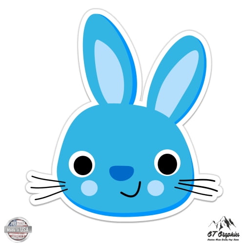 Cute Blue Bunny - 8" Vinyl Sticker - For Car Laptop I-Pad - Waterproof Decal