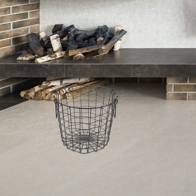 BESTYASH Panier de Rangement en Bois pour Feu Intérieur Panier de Rangement en Bois Noir Multi-Usage 1ensemble