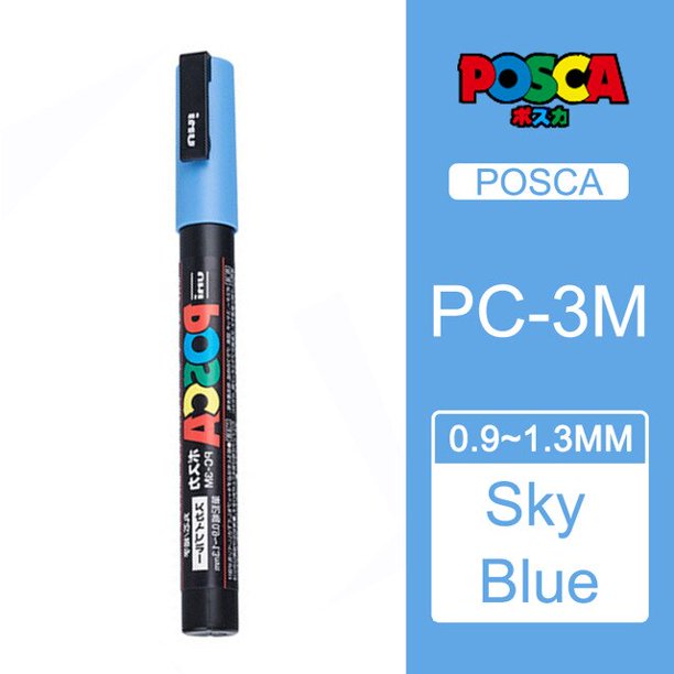Uni Posca-rotuladores de pintura PC-3M, rotuladores de colores a base de agua para grafiti, papelería de oficina, 0,9-1,3mm