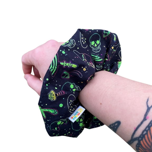 Mystical Mushroom Halloween Scrunchie: Skull Skeleton Bones Design for Women  Girls
