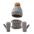 thumbnail image 3 of Kids Winter Set Knit Hat Scarf Mittens Fleece Lined Neck Warmer for Toddlers, 3 of 6