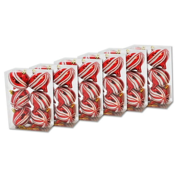 36 Pack Red and White Onion Ornament with Spiral Design
