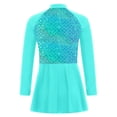 thumbnail image 3 of dPois Kids Girls Swim Cover Ups Long Sleeve Swimming Dress UPF 50+ Rash Guard Swimwear Beachwear Top Green 6, 3 of 5