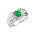 thumbnail image 4 of RYLOS Men's Ring Sterling Silver Ring, 7MM Round Shape Gemstone Designer Style Rings Emerald May Birthstone Rings Silver Size 13, 4 of 7