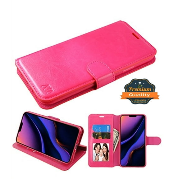 Apple iPhone 11 PRO MAX Phone Case Leather Flip Wallet Case Stand Pouch Folio Book Style Magnetic Buckle with Credit Card / ID Slots Holder & Money Cash Pokcet [HOT PINK] Cover for iPhone 11 Pro Max