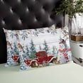 thumbnail image 4 of Red Snowman Christmas King Size Pillow Cover, Pillowcase Protectors with Zipper, Breathable Decorative Throw Pillow Case Cover, Xmas Tree Snowflake Truck Wooden Pillow Shams for Couch Sofa 20x36Inch, 4 of 8