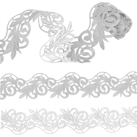 1Bag 2.2 Yards 2.5" Iron on Metallic Lace Trim for Bridal Sliver Adhesive Embroidery Lace Trim Embroidery Polyester Trim Floral Craft Lace for Sewing Costumes Home Decor Garment Accessories