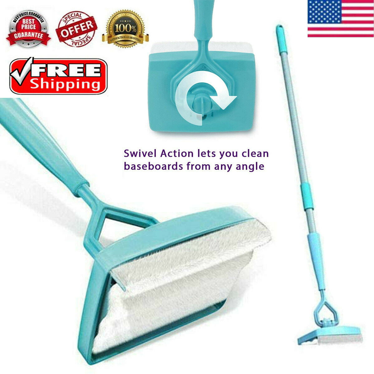 NEW Baseboard Buddy Extendable Microfiber Dust Room Cleaner Mop Multi-Function 
