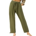 thumbnail image 4 of MNCEKFOD Women's Jeans High Waisted Wide Leg Flowy Culottes Pants Drawstring Elastic Comfy Loose Relaxed Fit Comfortable Trousers Army Green L, 4 of 8