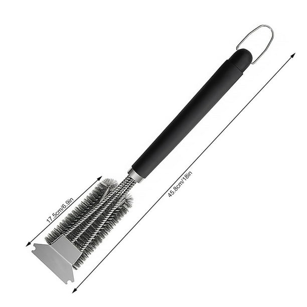 kurtrusly 3heads BBQ Plate Cleaning Brush Stainless Steel Grill Oven Barbeque Grille Tray Wire